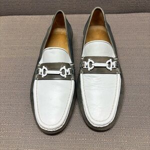Bruno Magli Men's Designer Loafers White and Gray 8 1/2 leather made in Italy